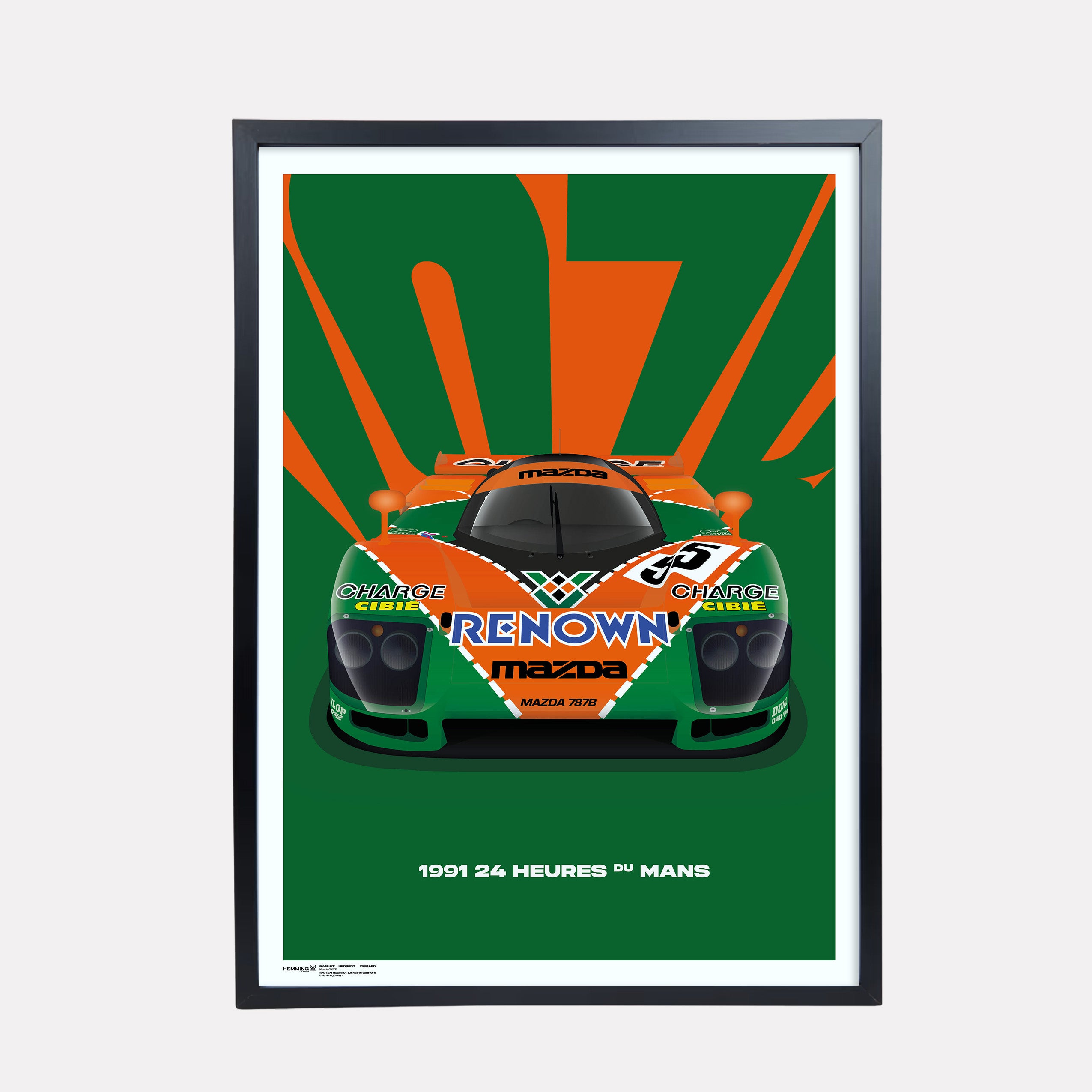 90年代 ビンテージ マツダ ルマン24 優勝 787B ロータリー ポスター Mazda 787B 1991 Le Mans Winner Poster | Hemming Design
