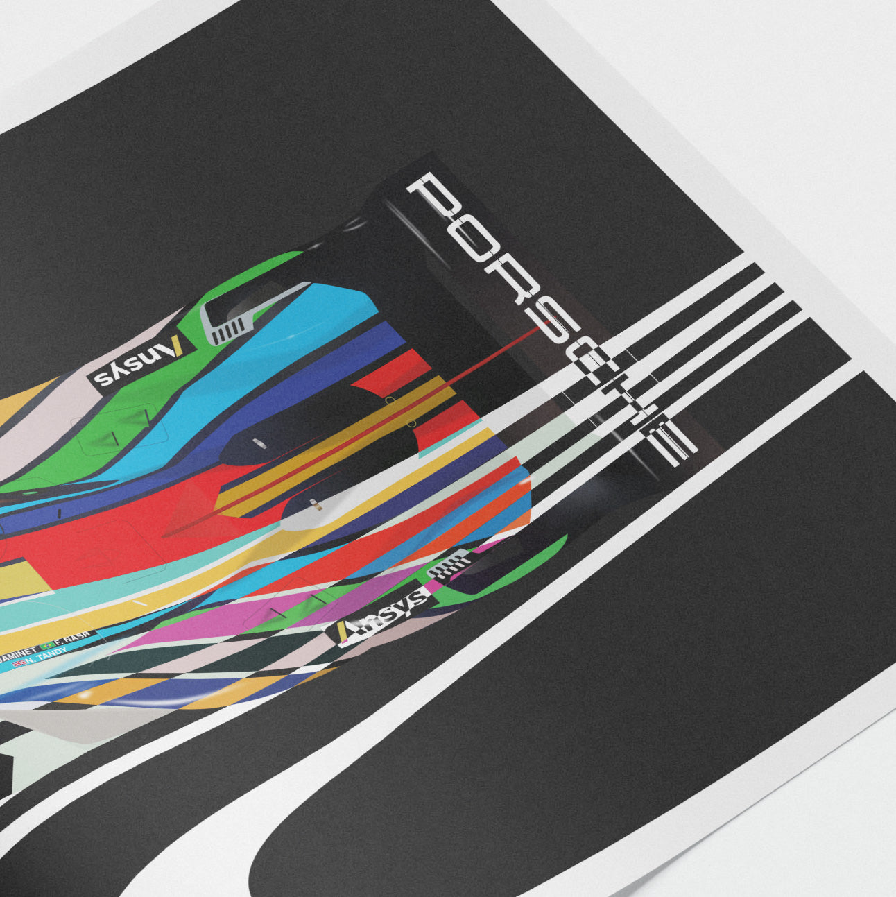 Porsche 963 Illustrated poster design close-up