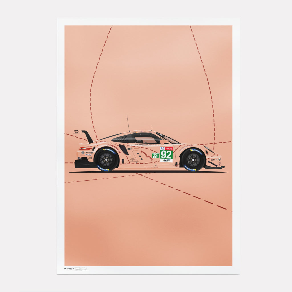 Please do not pet | Porsche 911 RSR Pink Pig Poster | 2018 Le Mans 24 Hours