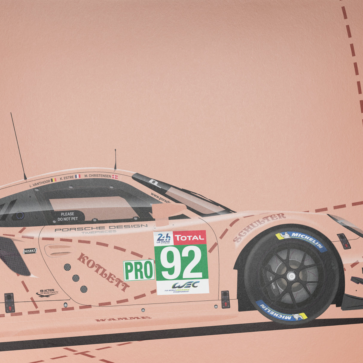 Please do not pet | Porsche 911 RSR Pink Pig Poster | 2018 Le Mans 24 Hours