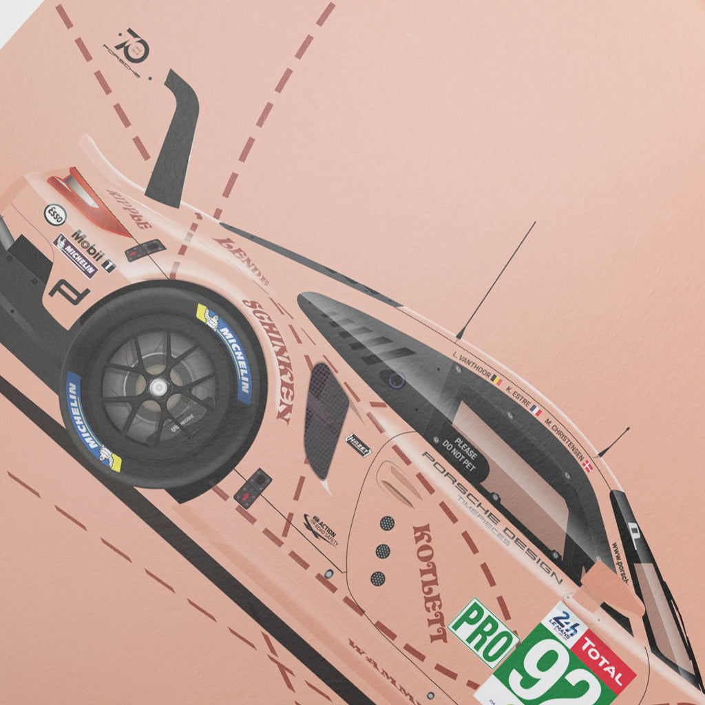 Please do not pet | Porsche 911 RSR Pink Pig Poster | 2018 Le Mans 24 Hours