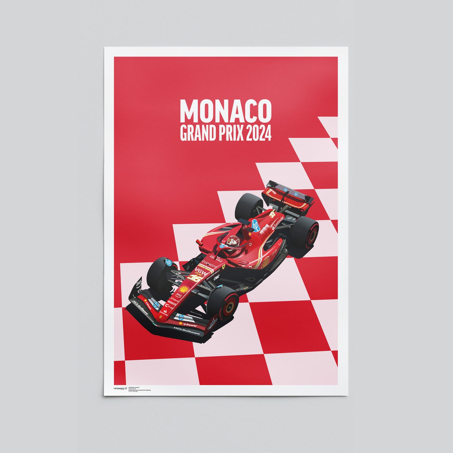 Charles Leclerc poster illustrated Monaco Grand Prix 2024 win affiche